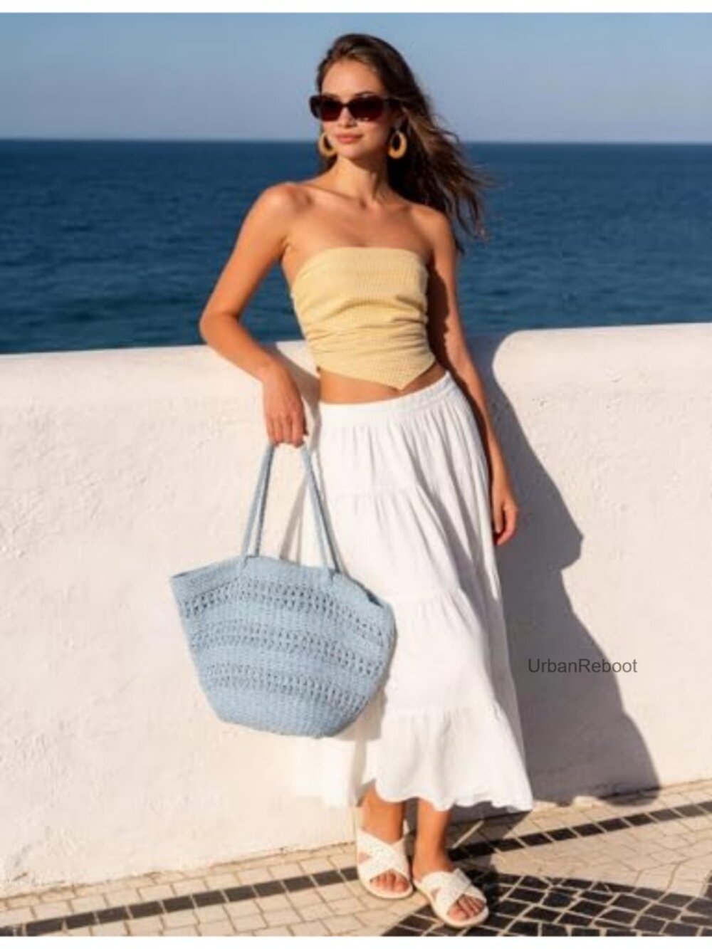 Flowy Maxi Skirt for Women Tiered A-Line Pleated High Waist Boho Summer Long
